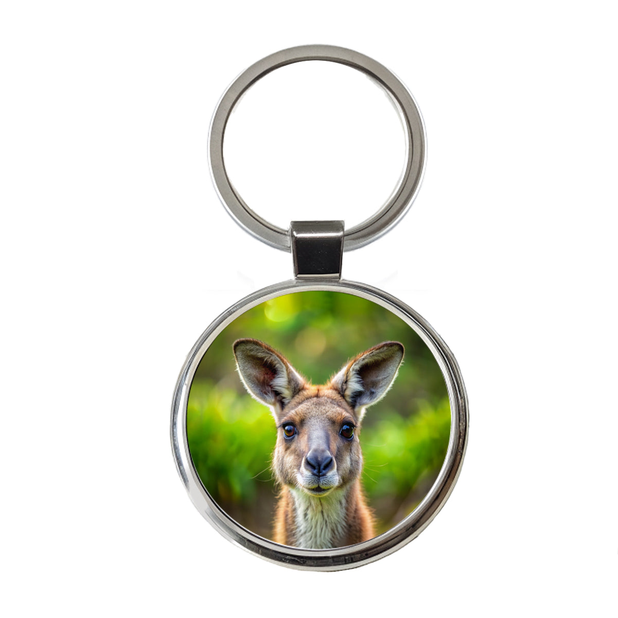 Kangaroo Face Round Metal Keychain