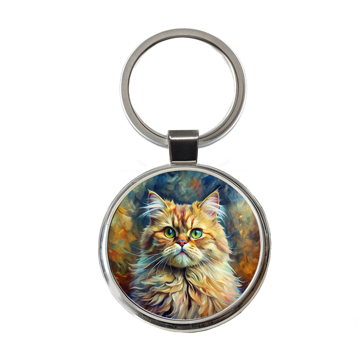 Persian Cat Expressionism Art Round Metal Keychain