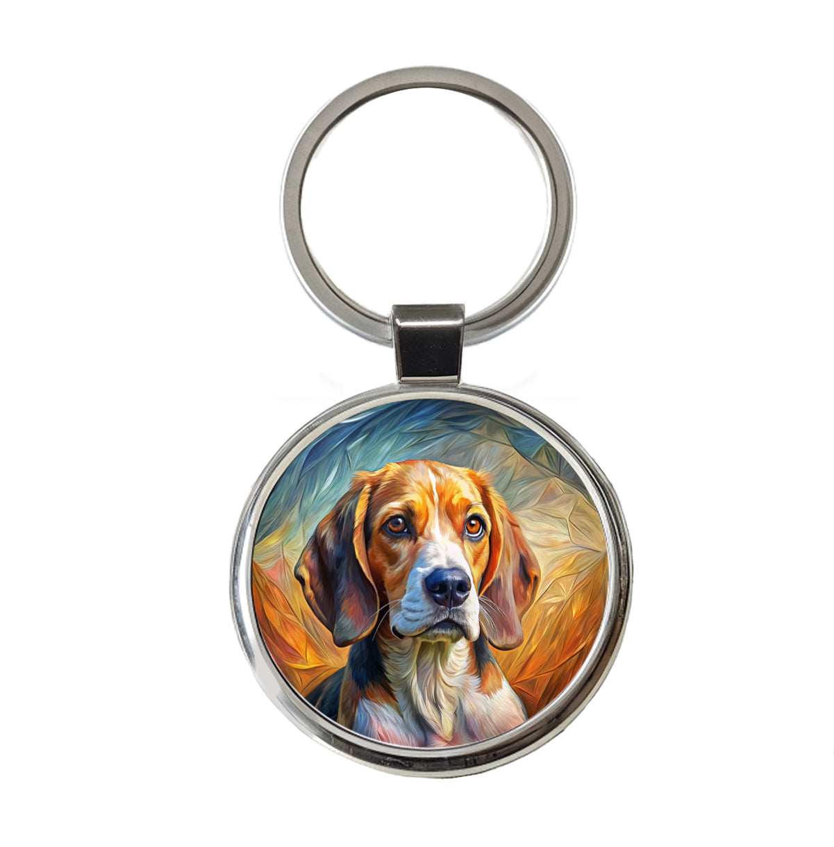 Beagle Dog Expressionism Art Round Metal Keychain