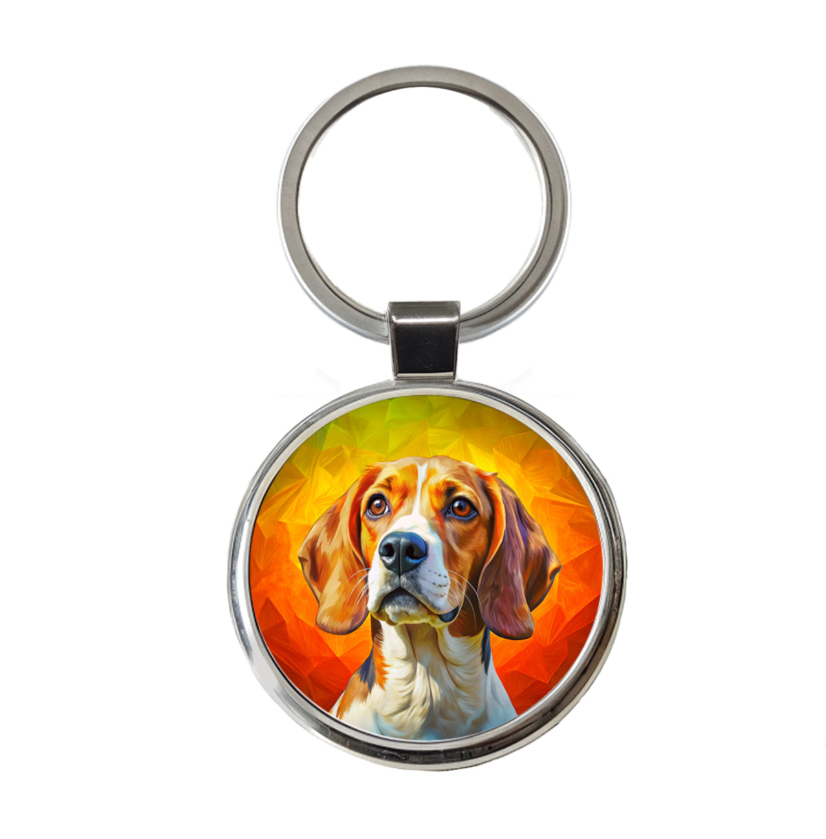 Beagle Dog Pop Art Round Metal Keychain