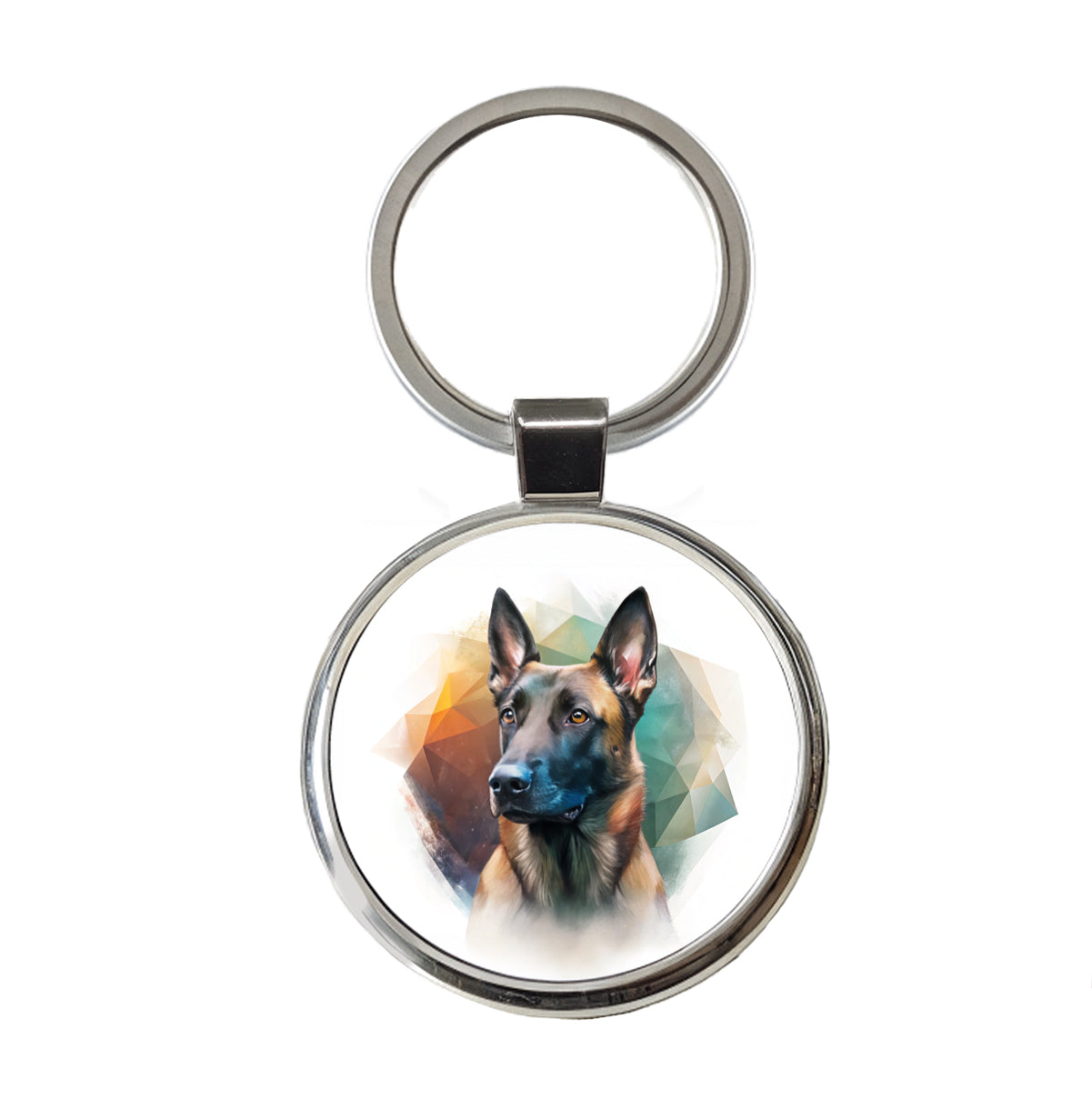 Belgian Malinois Dog Contemporary Art Round Metal Keychain