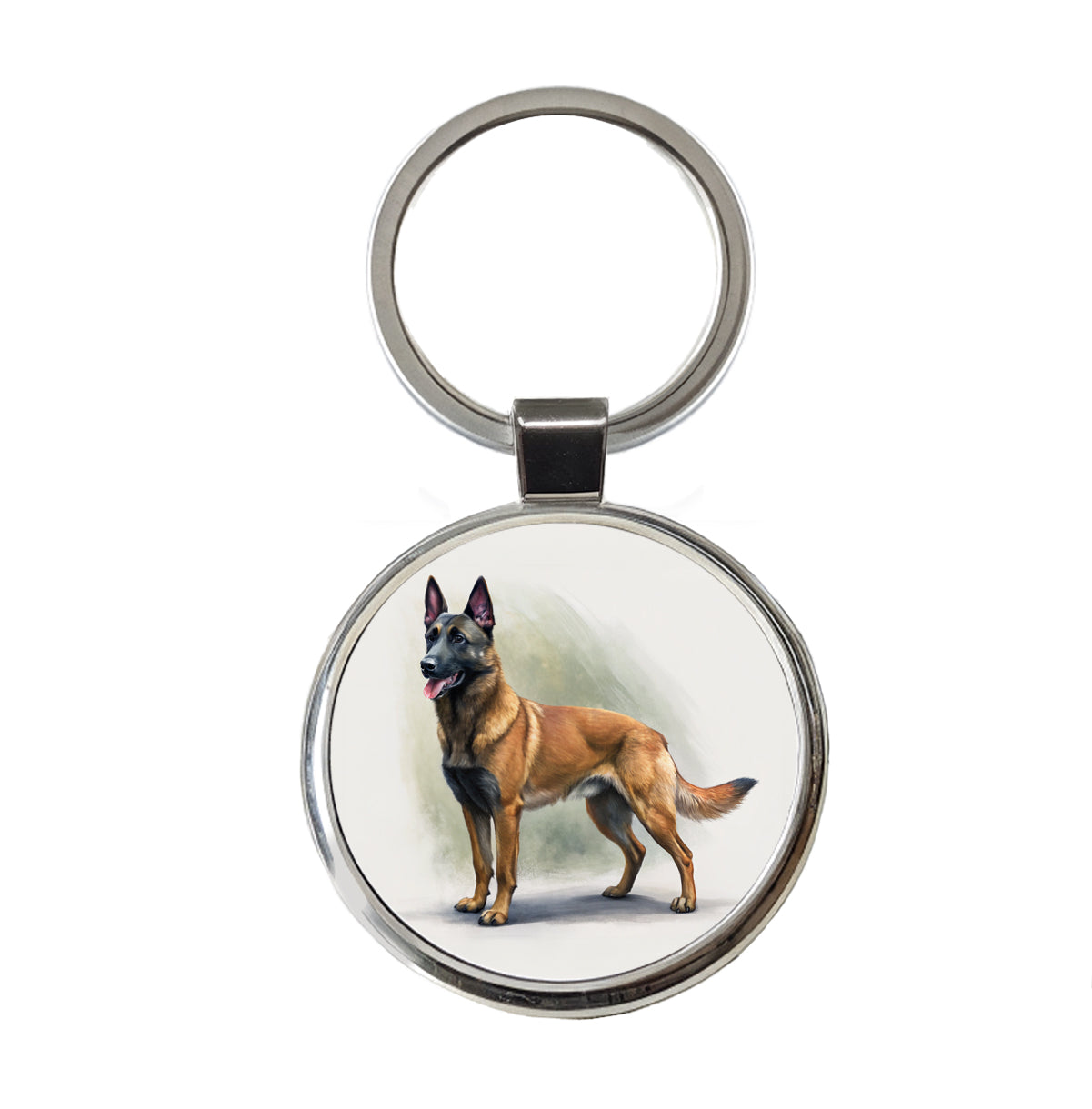Belgian Malinois Dog Illustration Round Metal Keychain