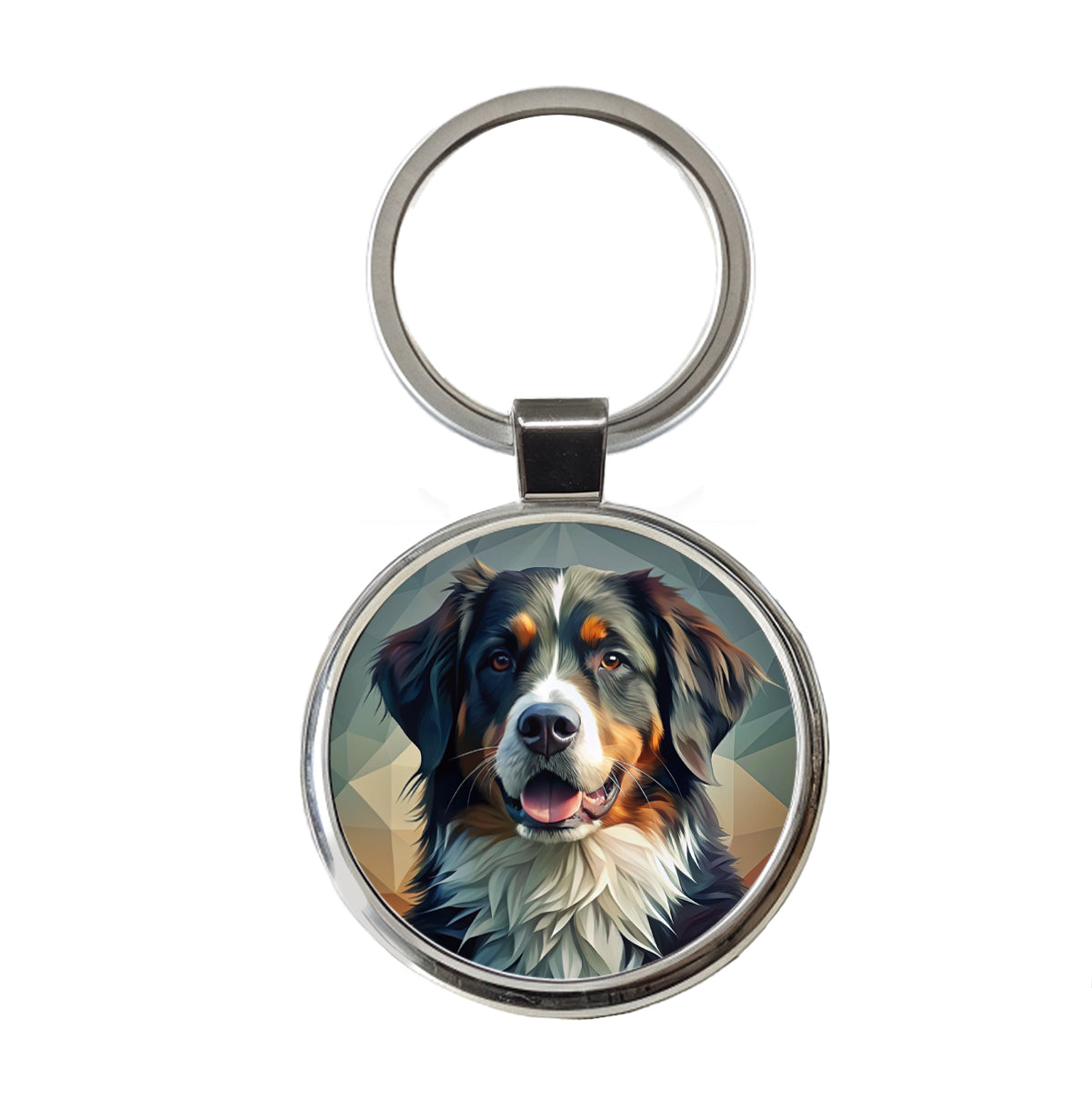 Bernese Mountain Dog Contemporary Art Round Metal Keychain