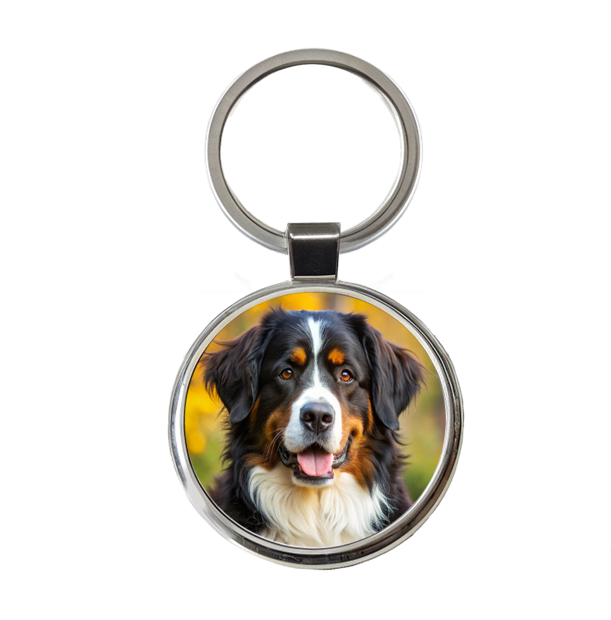 Bernese Mountain Dog Photo Round Metal Keychain