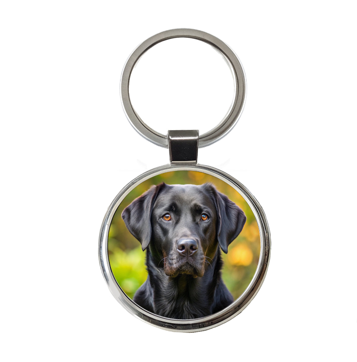Black Labrador Retriever Dog Photo Round Metal Keychain