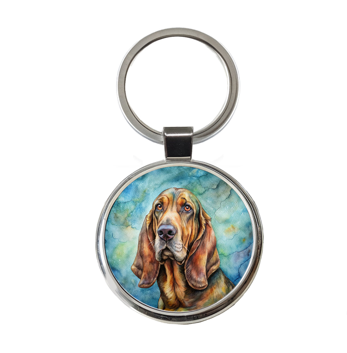 Bloodhound Dog Illustration Round Metal Keychain