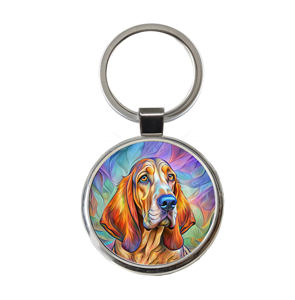 Bloodhound Dog Pop Art Round Metal Keychain