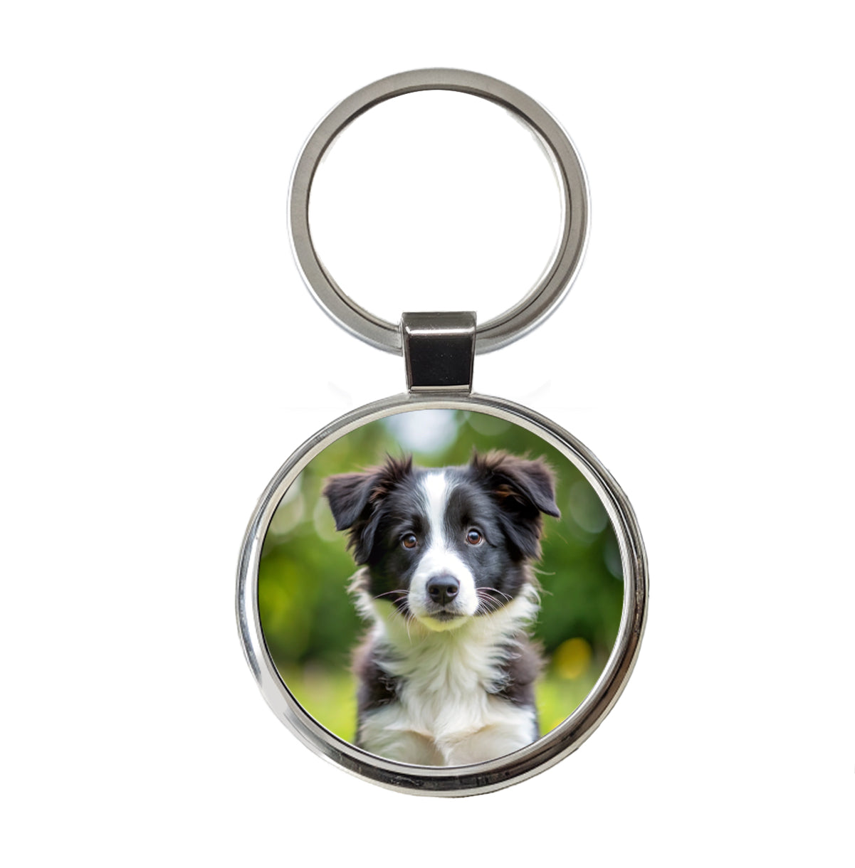 Border Collie Dog Puppy Photo Round Metal Keychain