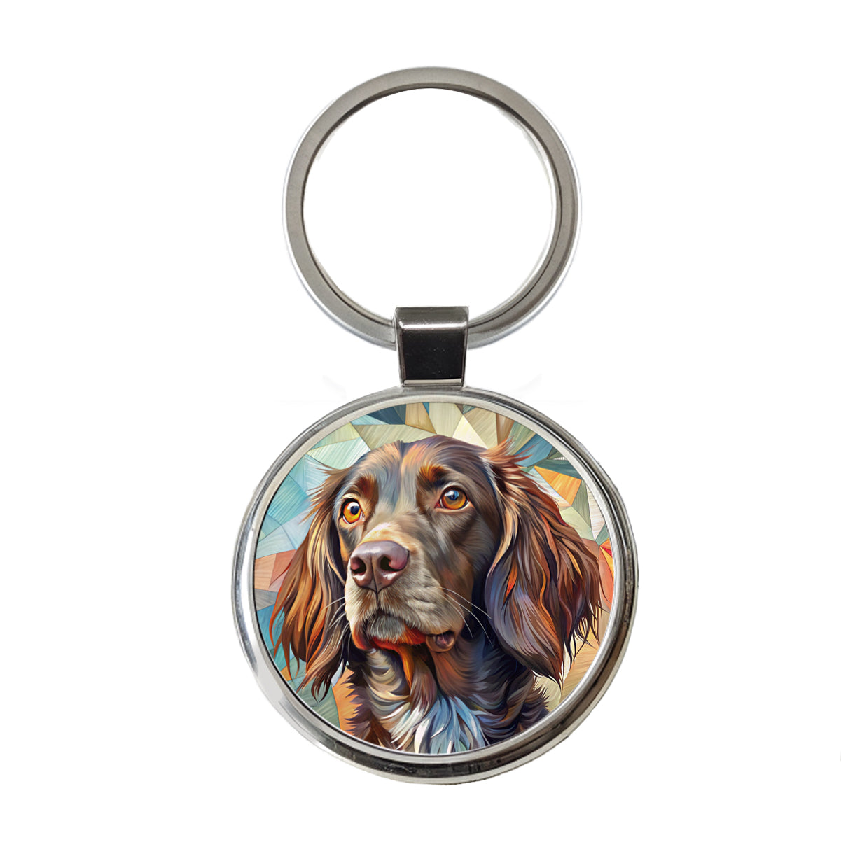 Boykin Spaniel Dog Contemporary Art Round Metal Keychain