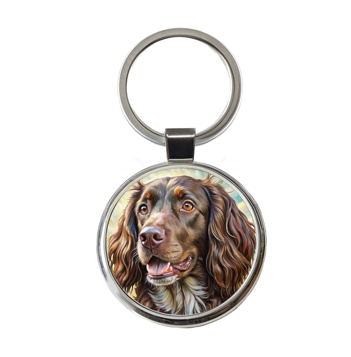 Boykin Spaniel Dog Illustration Round Metal Keychain