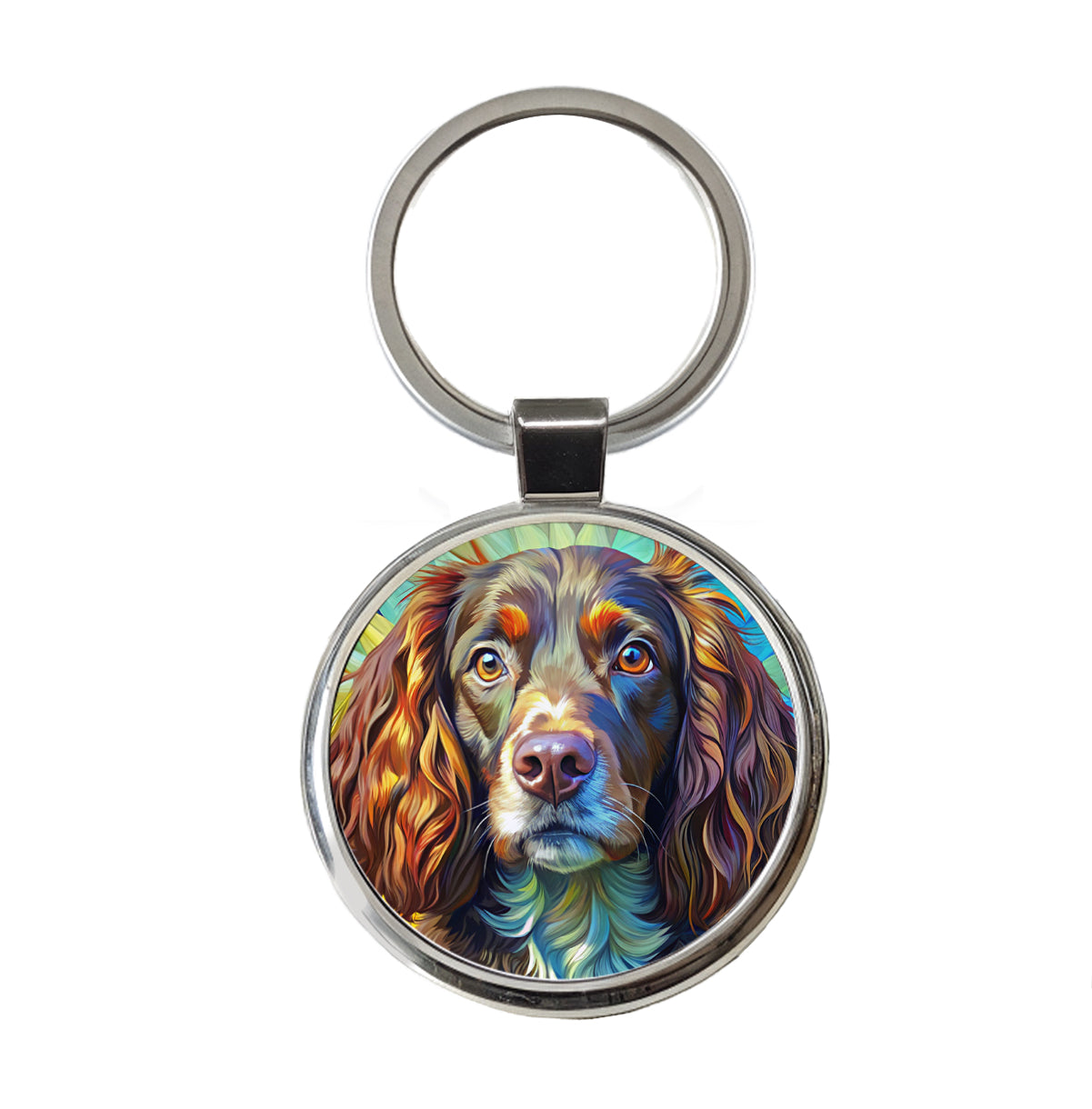 Boykin Spaniel Dog Pop Art Round Metal Keychain