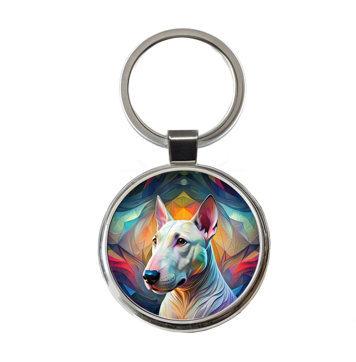 Bull Terrier Dog Abstract Stylized Art Round Metal Keychain