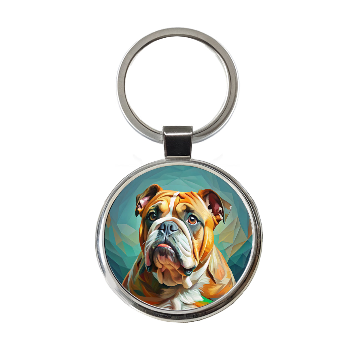 Bulldog Dog Expressionism Art Round Metal Keychain