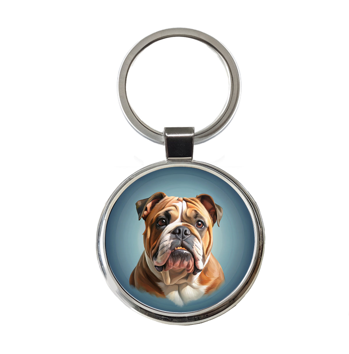 Bulldog Dog Illustration Round Metal Keychain