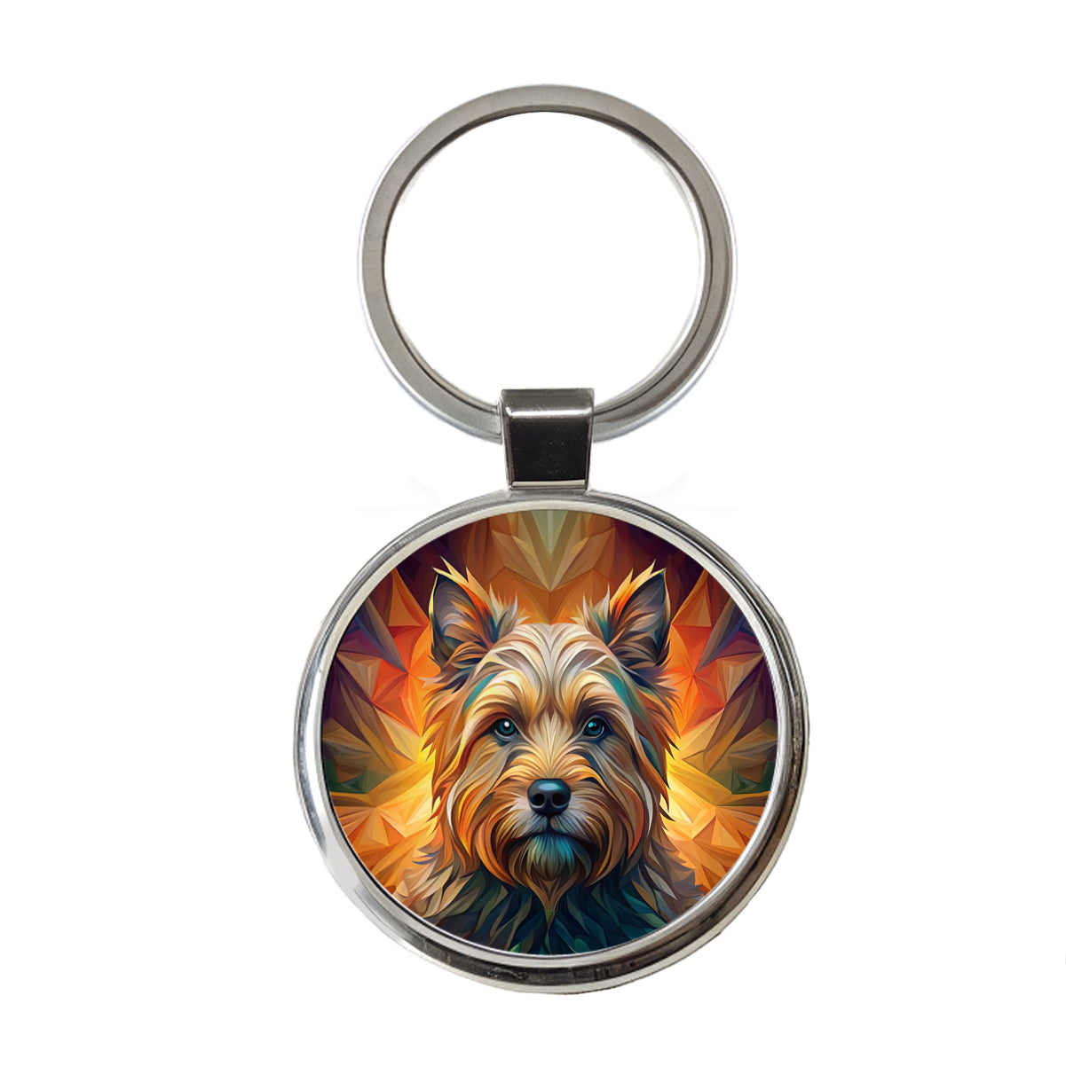 Cairn Terrier Dog Abstract Stylized Art Round Metal Keychain