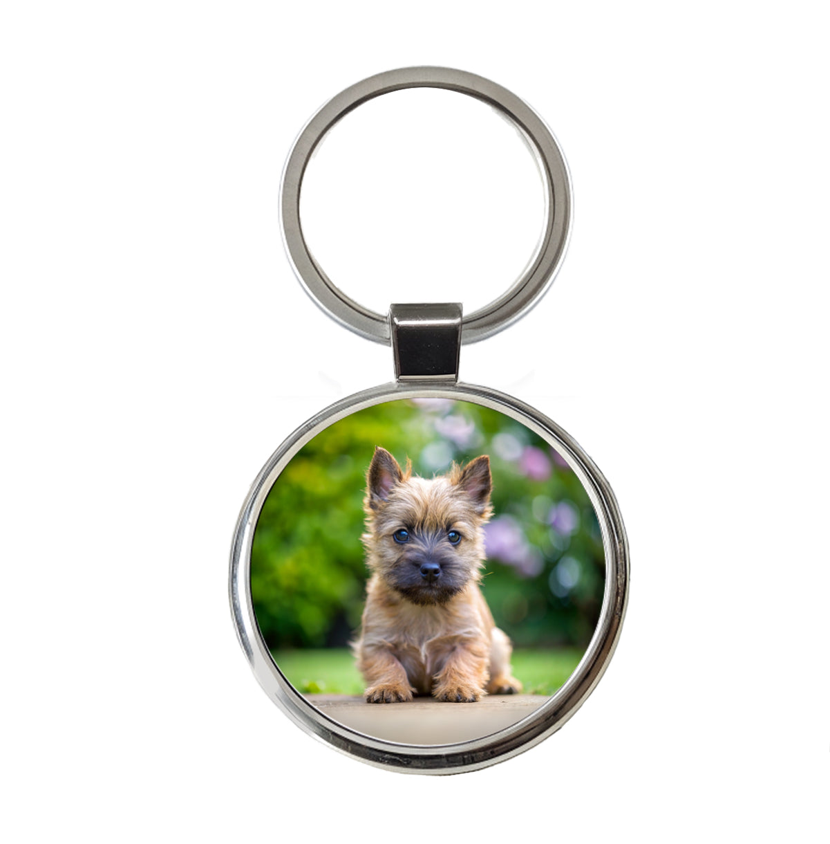 Cairn Terrier Dog Puppy Photo Round Metal Keychain