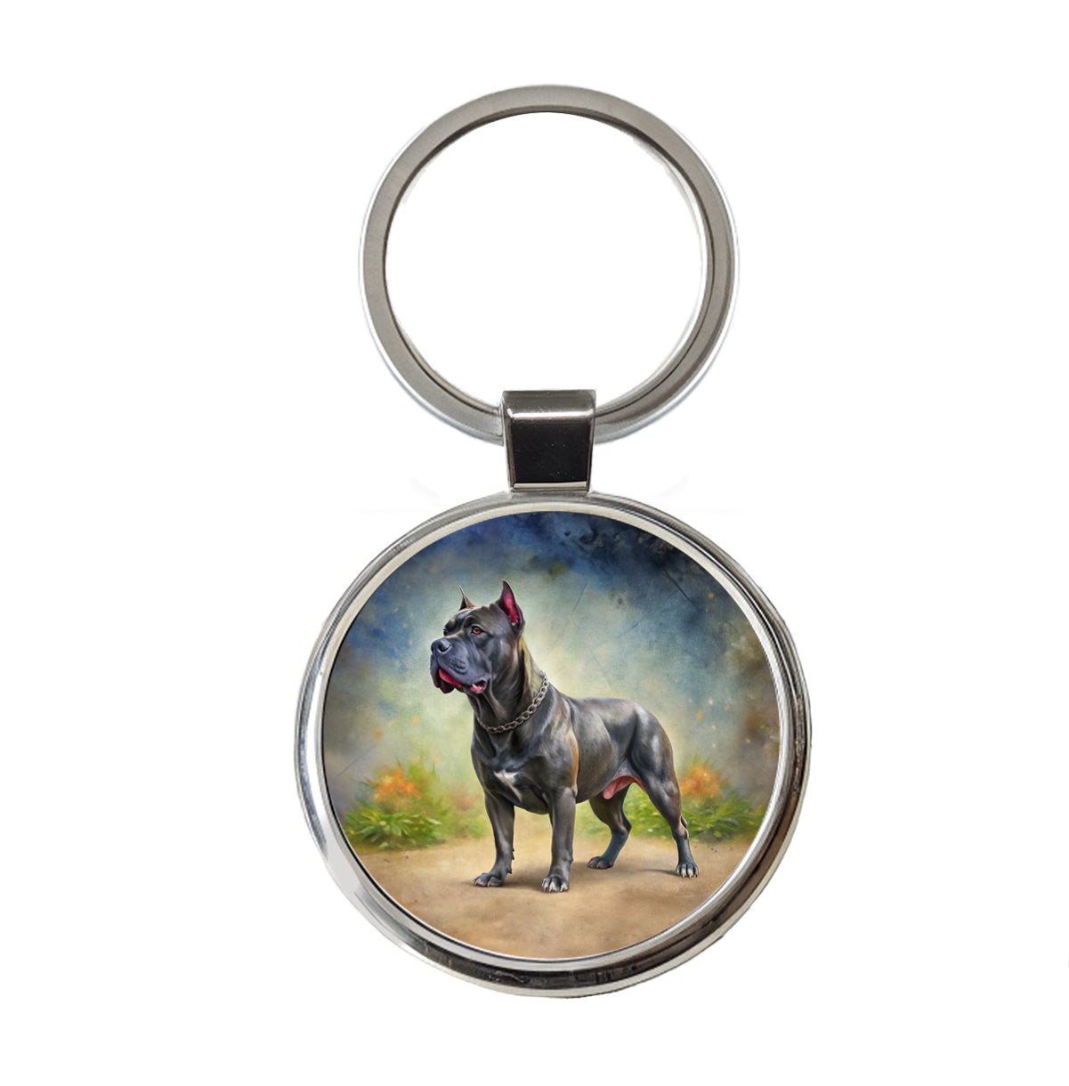 Cane Corso Dog Illustration Round Metal Keychain