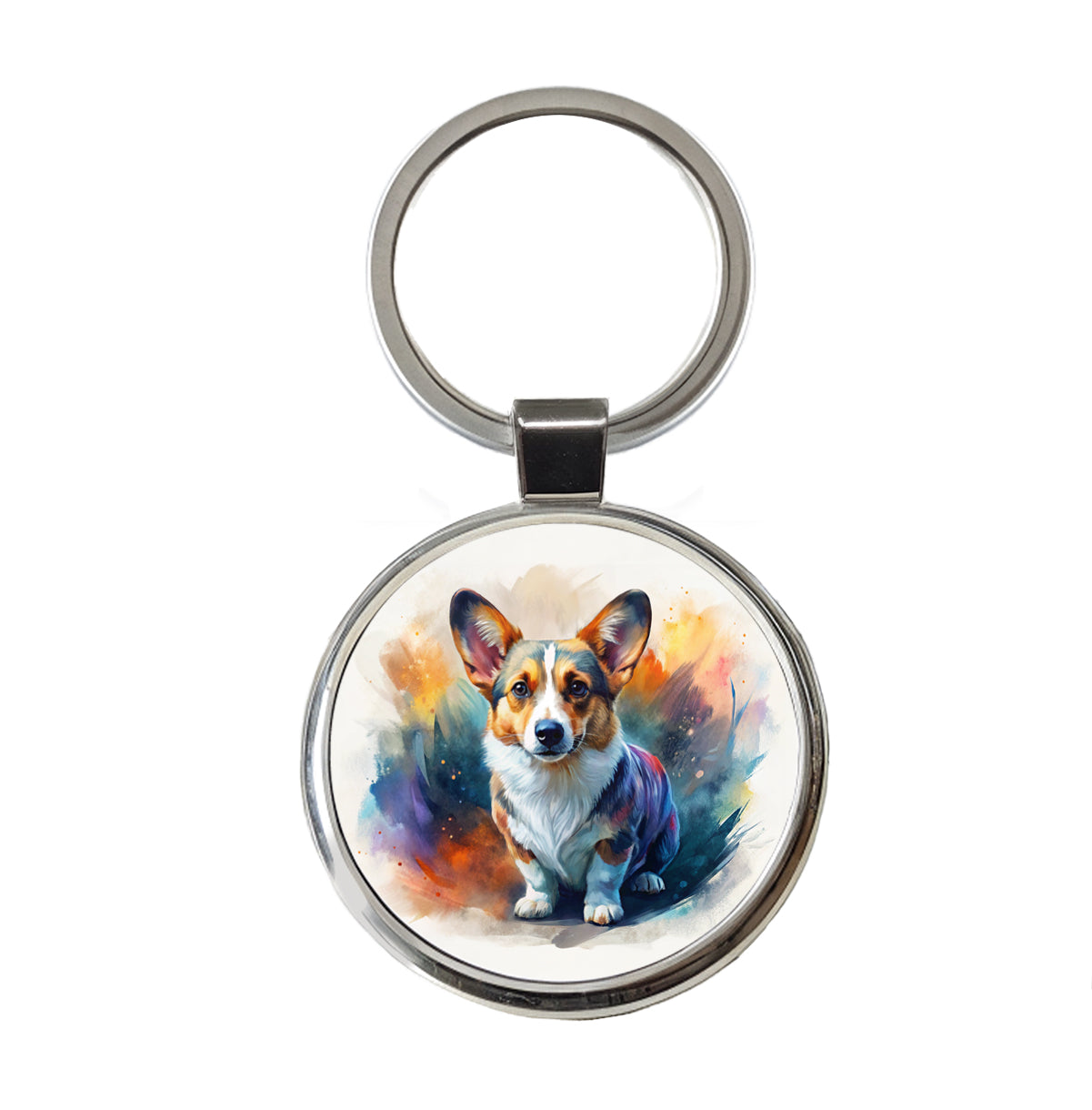 Cardigan Welsh Corgi Dog Contemporary Art Round Metal Keychain