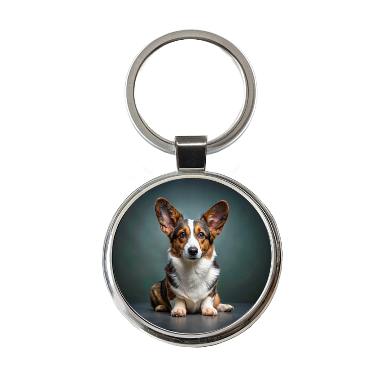Cardigan Welsh Corgi Dog Photo Round Metal Keychain