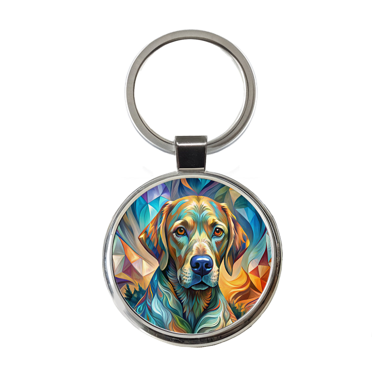 Chesapeake Bay Retriever Dog Abstract Stylized Art Round Metal Keychain