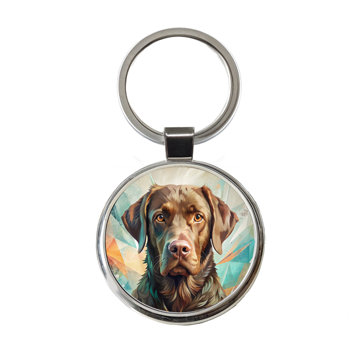 Chesapeake Bay Retriever Dog Contemporary Art Round Metal Keychain