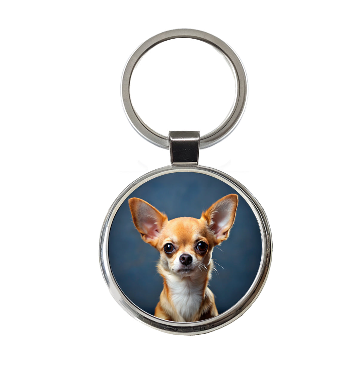 Chihuahua Dog Photo Round Metal Keychain