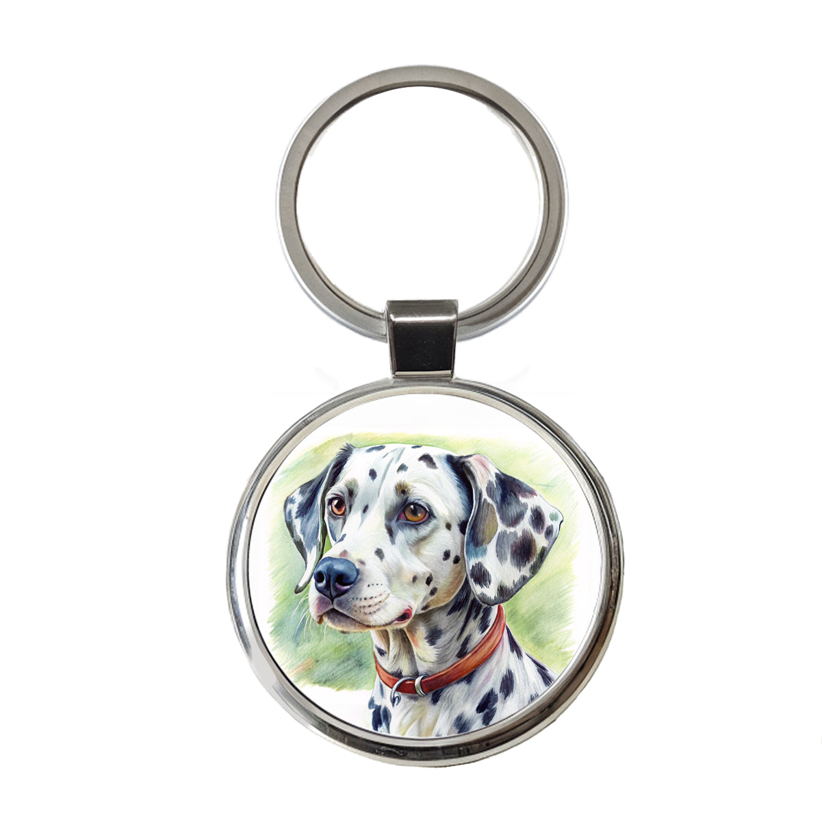 Dalmatian Dog Illustration Round Metal Keychain
