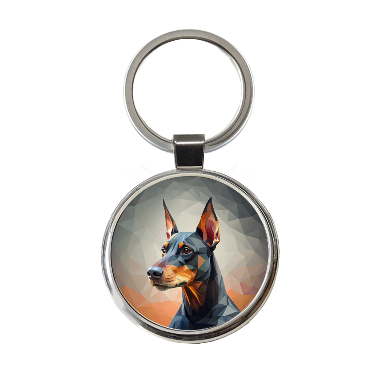 Doberman Pinscher Dog Abstract Stylized Art Round Metal Keychain