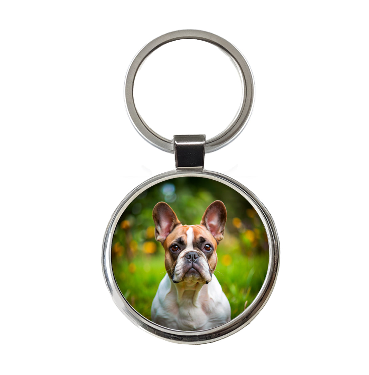 French Bulldog Frenchie Dog Photo Round Metal Keychain