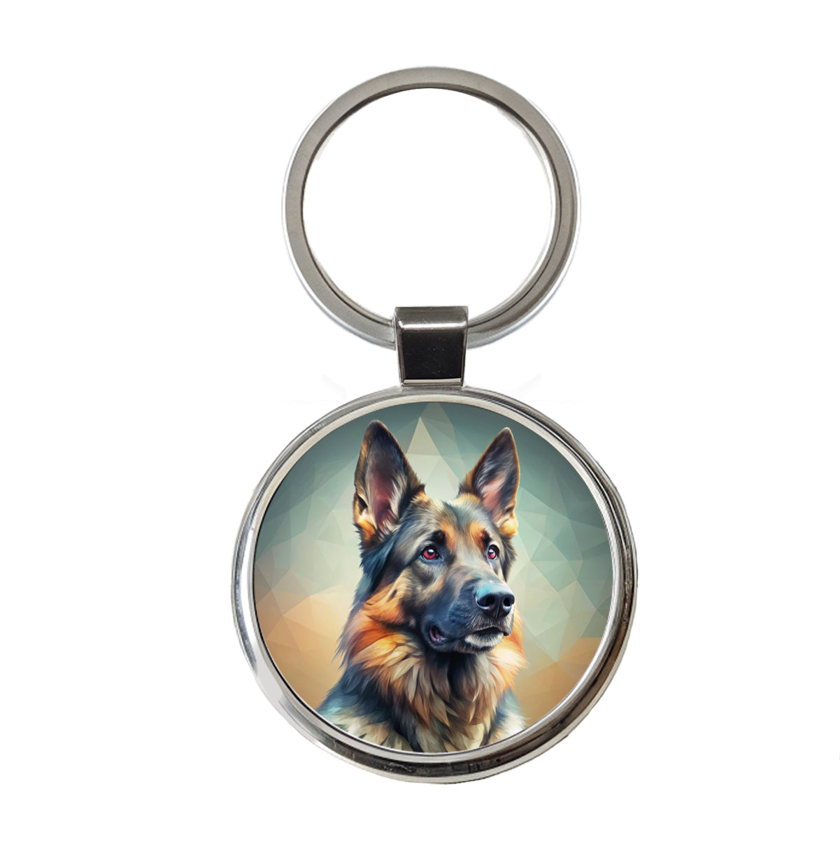 German Shepherd Dog Contemporary Art Round Metal Keychain