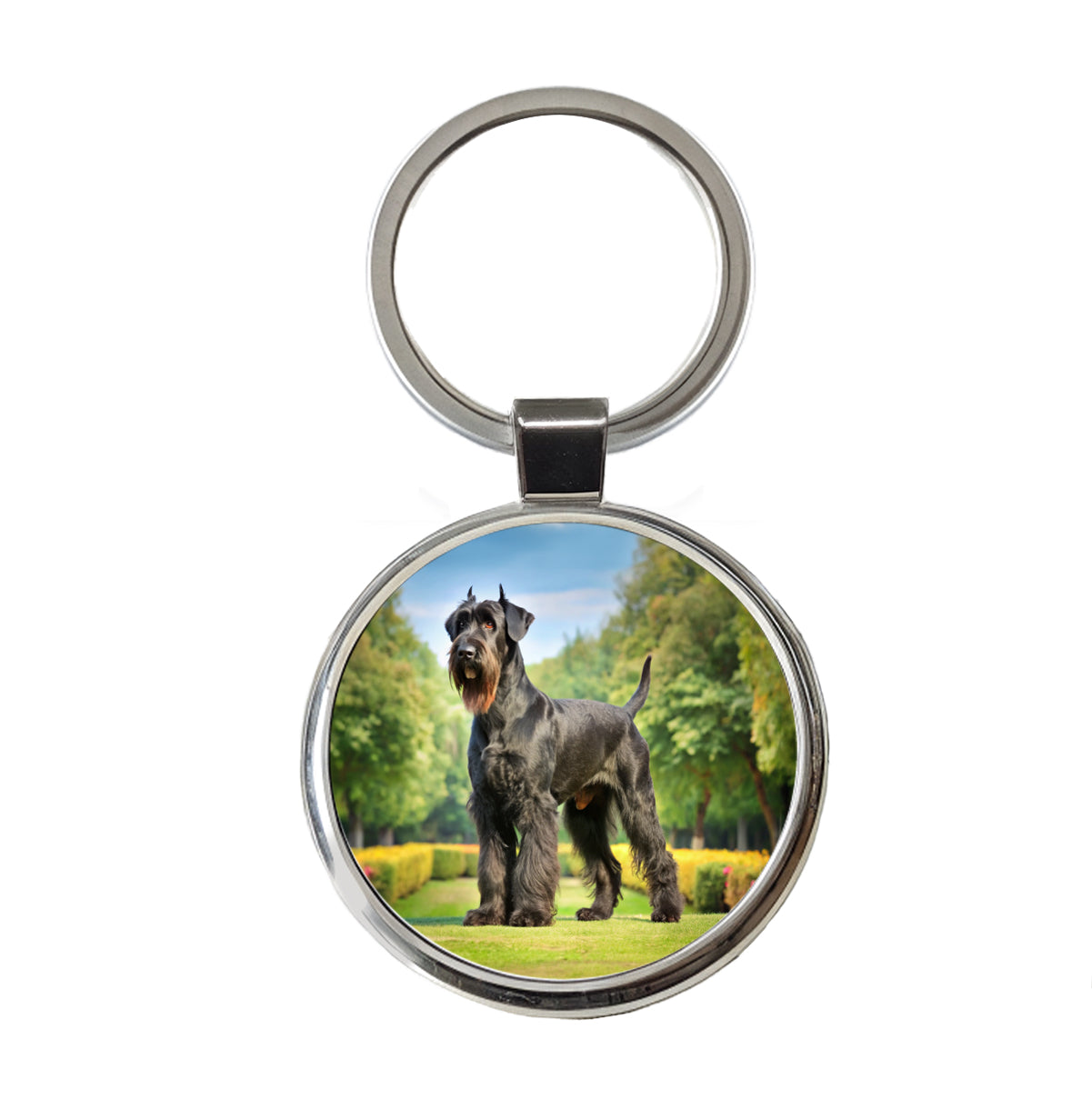 Giant Schnauzer Dog Photo Round Metal Keychain