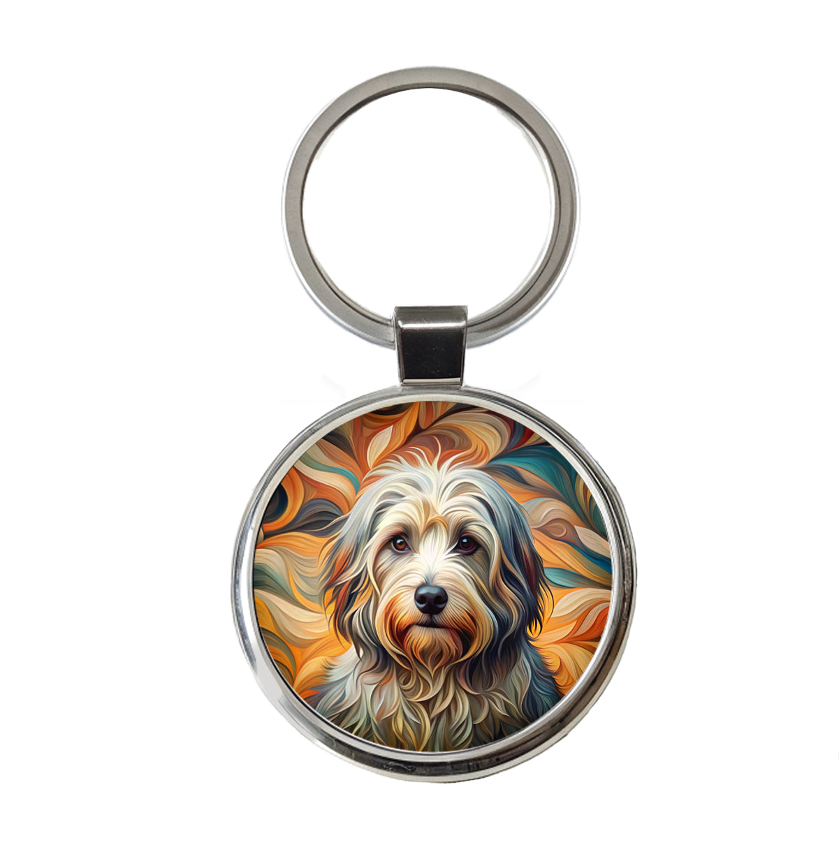 Havanese Dog Abstract Stylized Art Round Metal Keychain