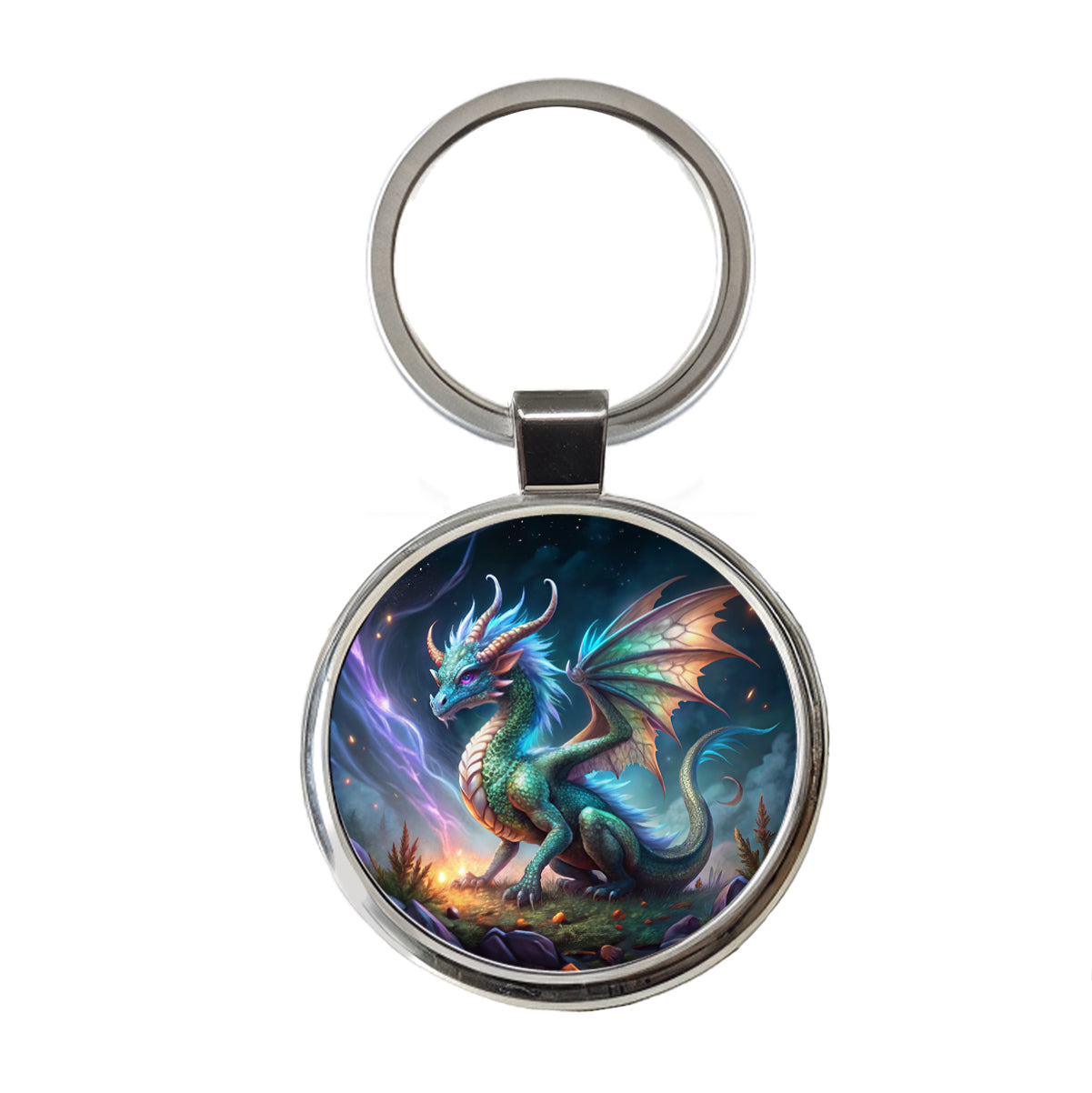 Magical Dragon Round Metal Keychain