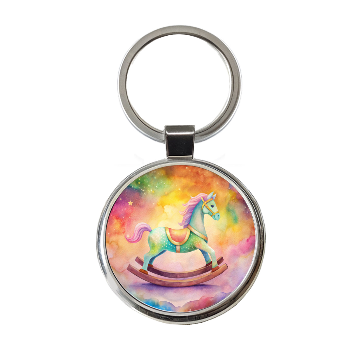 Rocking Horse For A Girl Round Metal Keychain