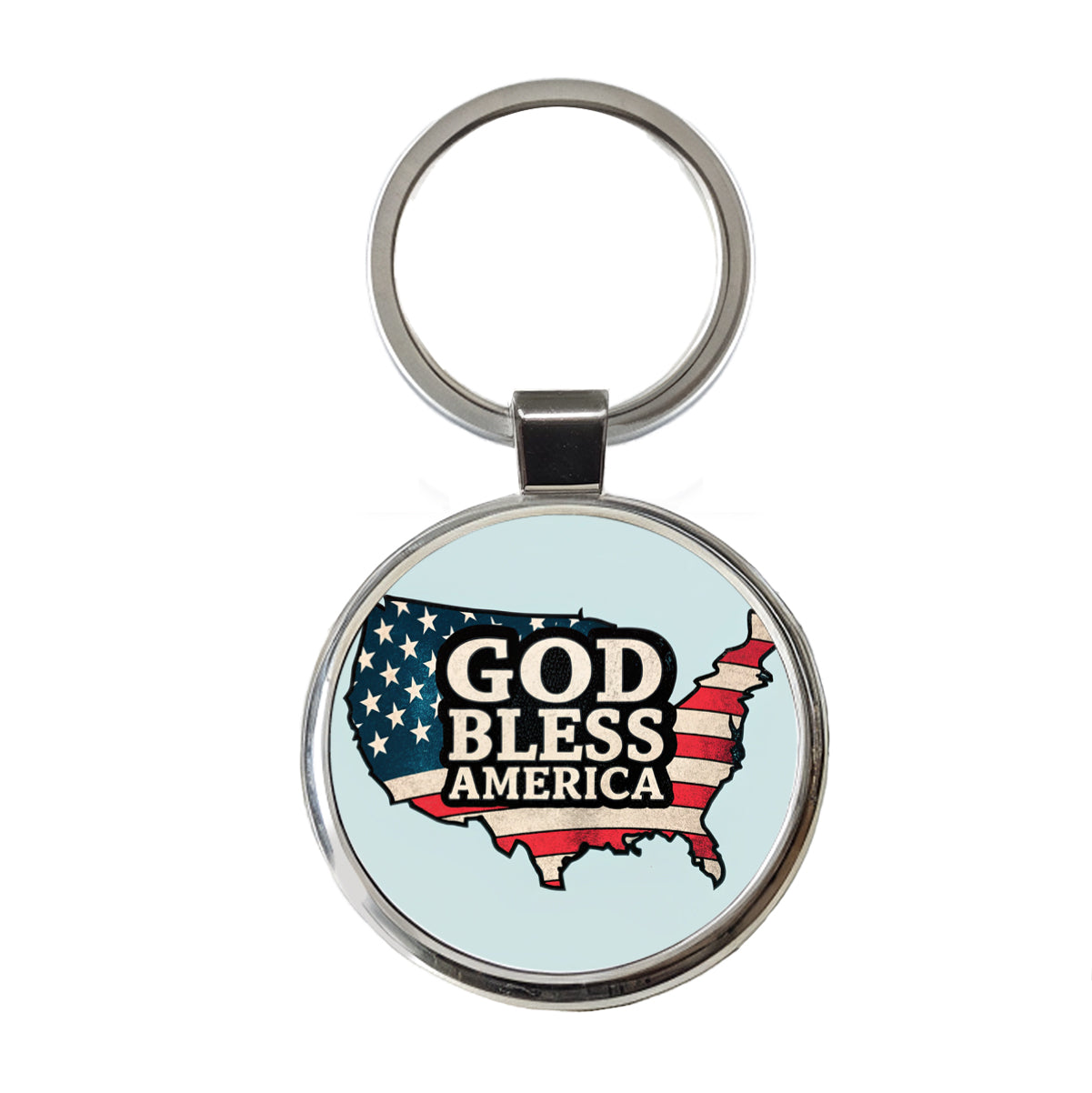 God Bless America Cute USA United States Round Metal Keychain