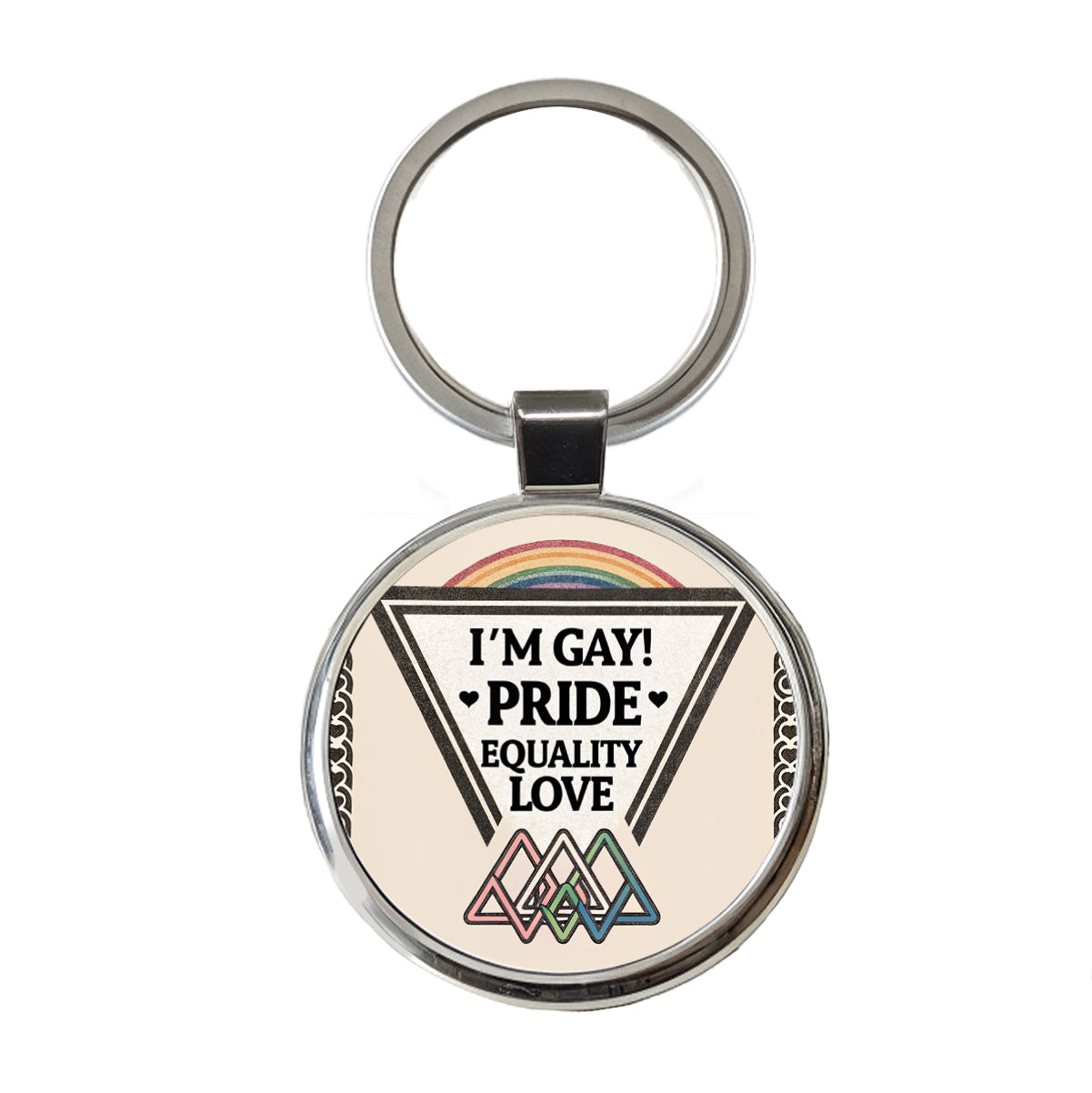 I'm Gay Pride LGBTQ Rainbow Love Round Metal Keychain