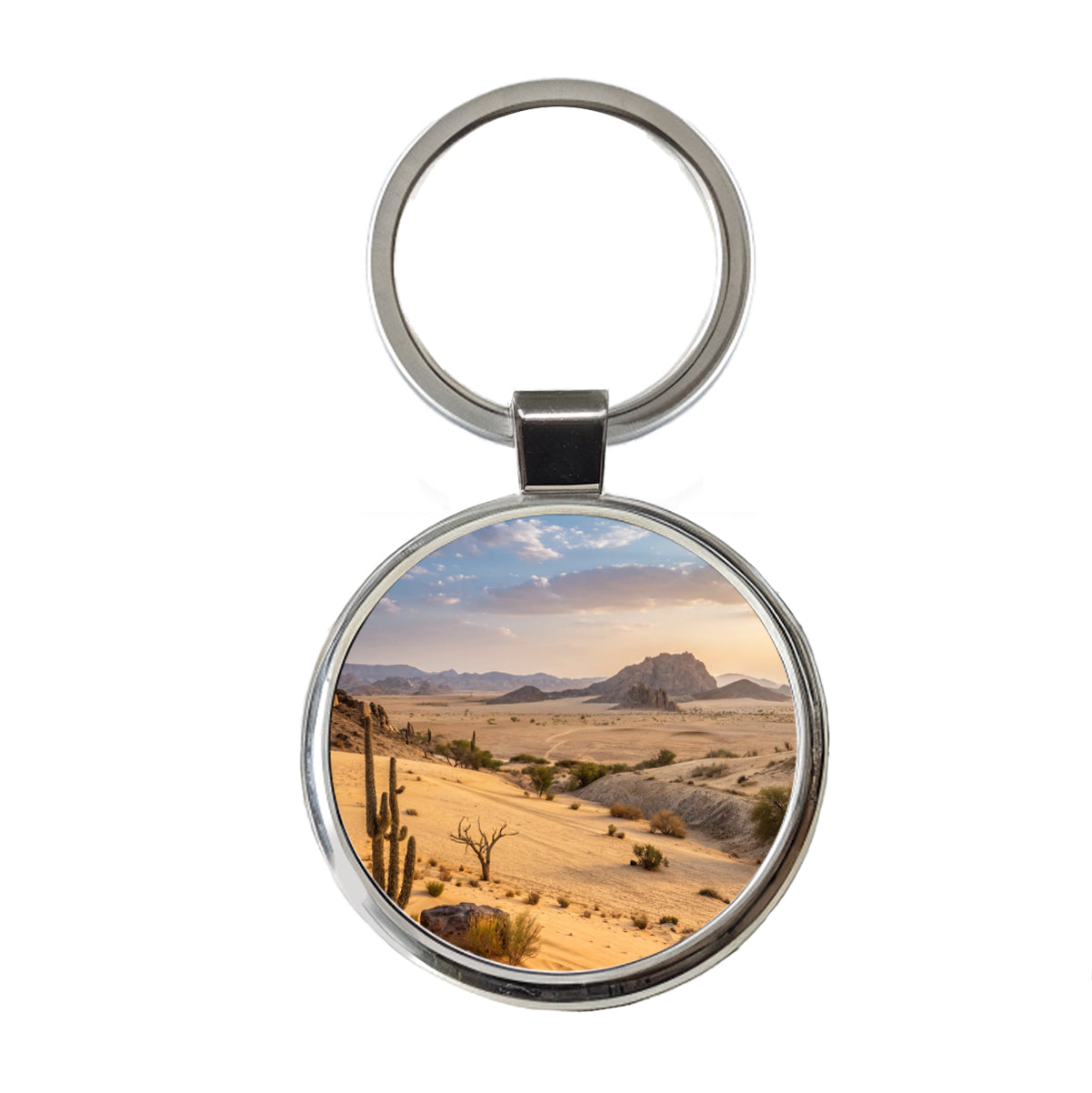 Beautiful Desert Round Metal Keychain