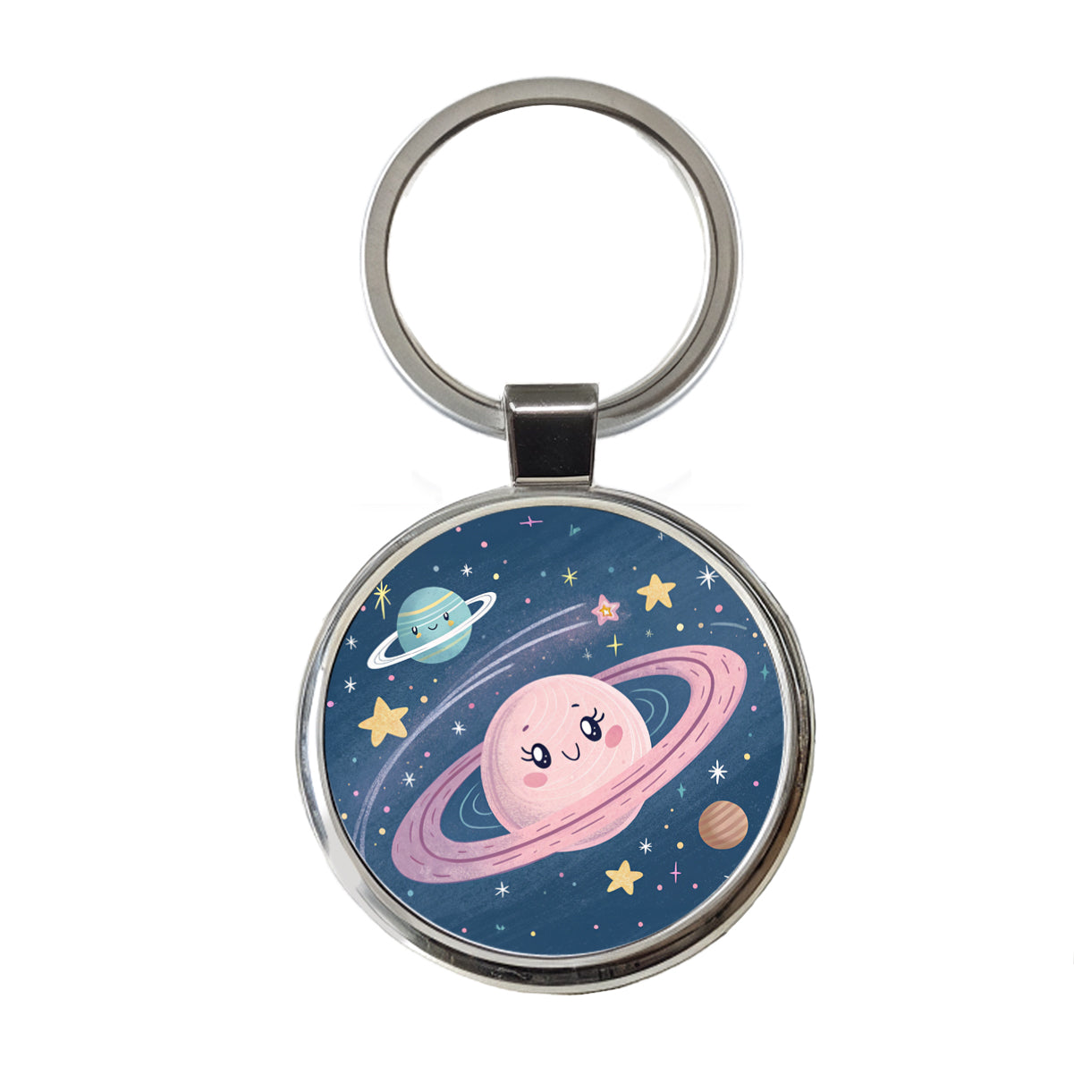 Kawaii Space Milky Way Round Metal Keychain