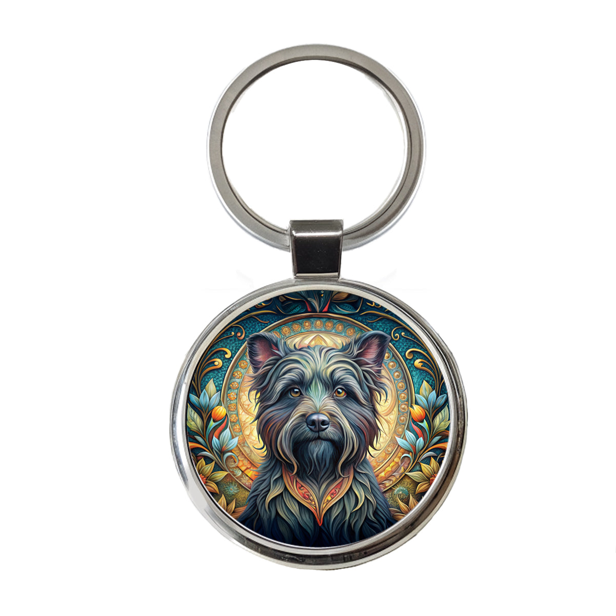 Affenpinscher Dog Art Nouveau Round Metal Keychain