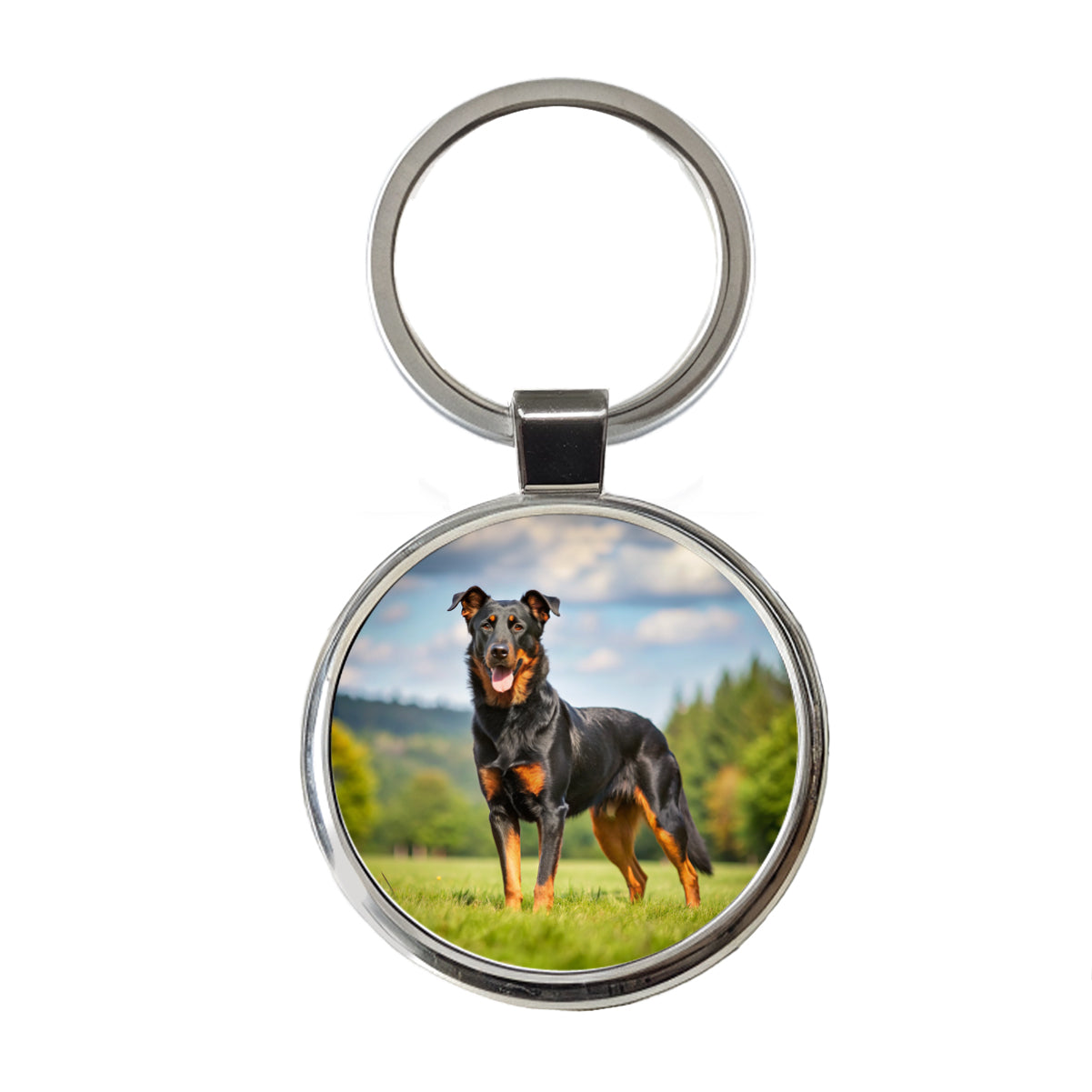 Beauceron Dog Photo Round Metal Keychain