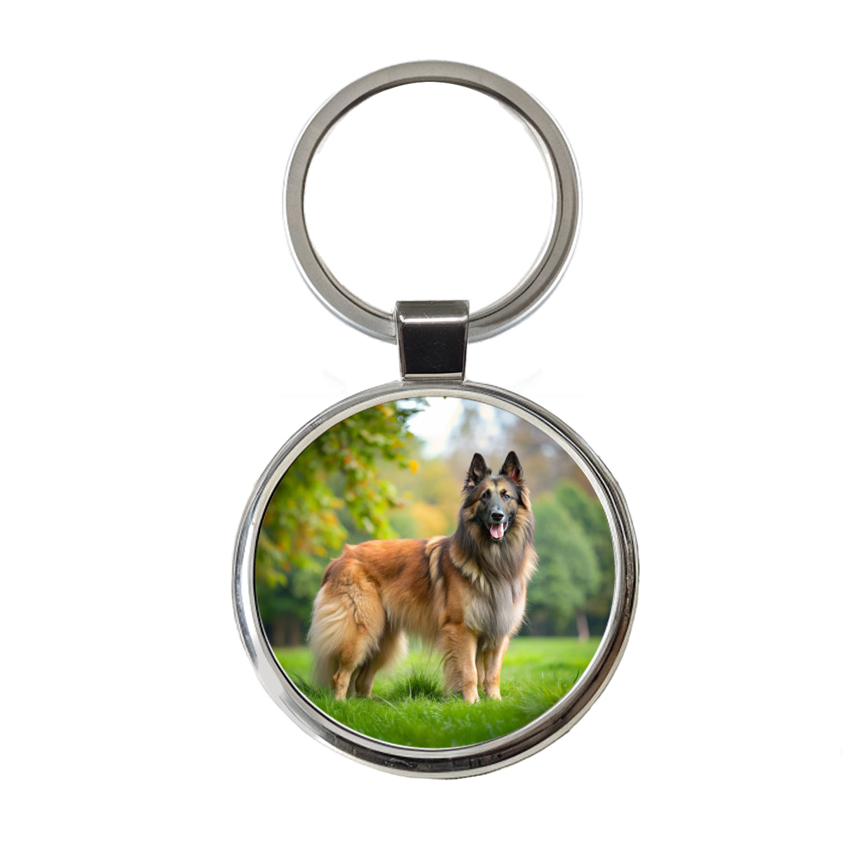Belgian Tervuren Dog Photo Round Metal Keychain