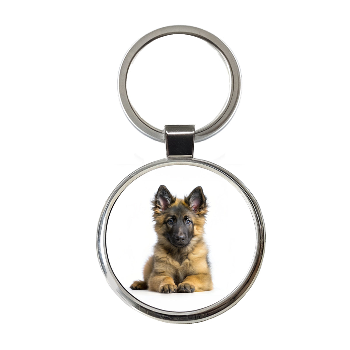 Belgian Tervuren Dog Puppy Photo Round Metal Keychain
