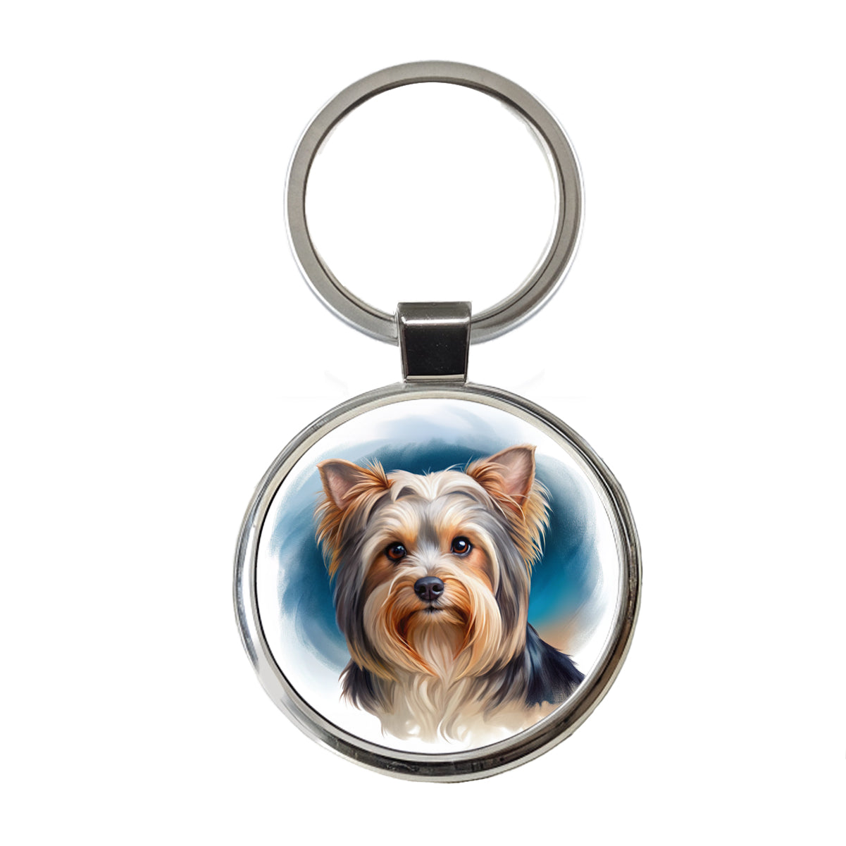 Biewer Terrier Dog Illustration Round Metal Keychain
