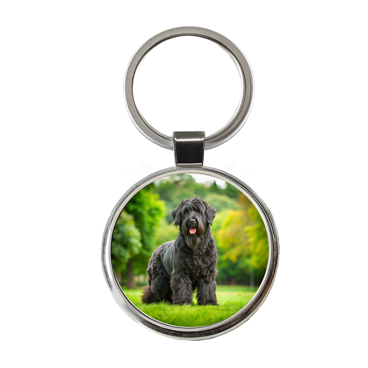 Black Russian Terrier Dog Photo Round Metal Keychain