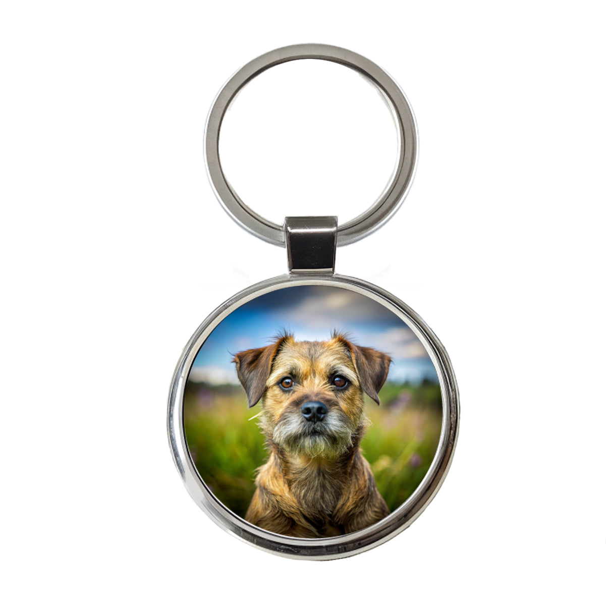 Border Terrier Dog Photo Round Metal Keychain