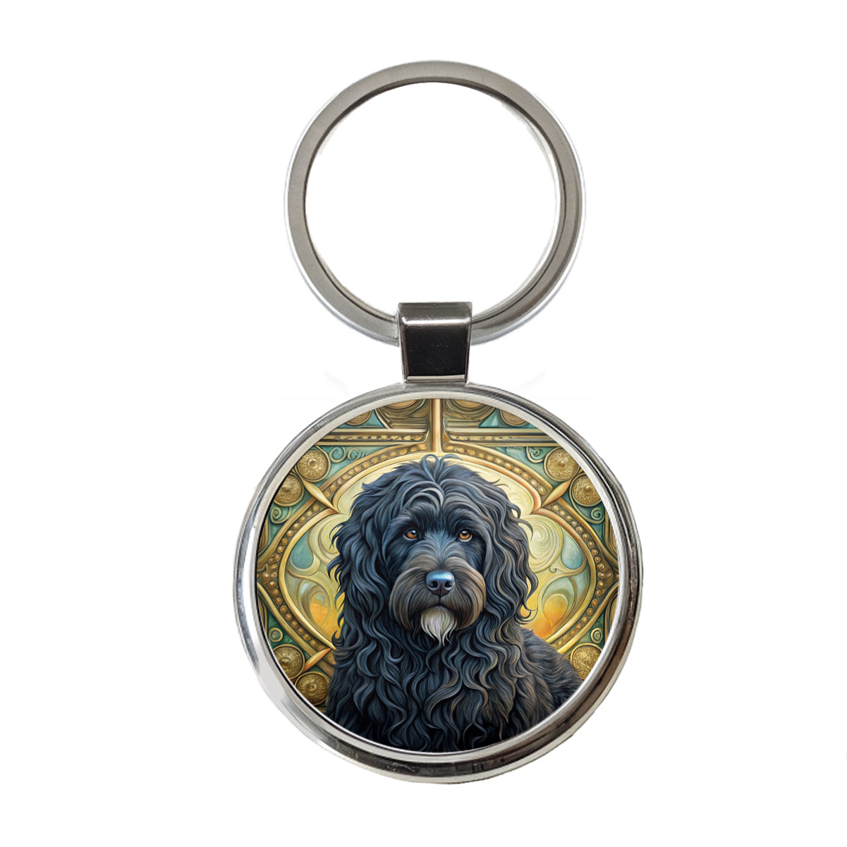 Bouviers Des Flandres Dog Art Nouveau Round Metal Keychain