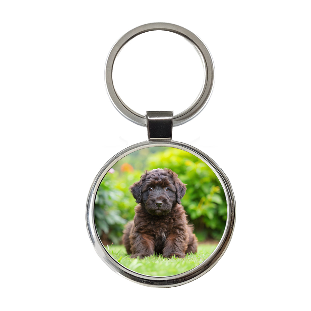 Bouviers Des Flandres Dog Puppy Photo Round Metal Keychain