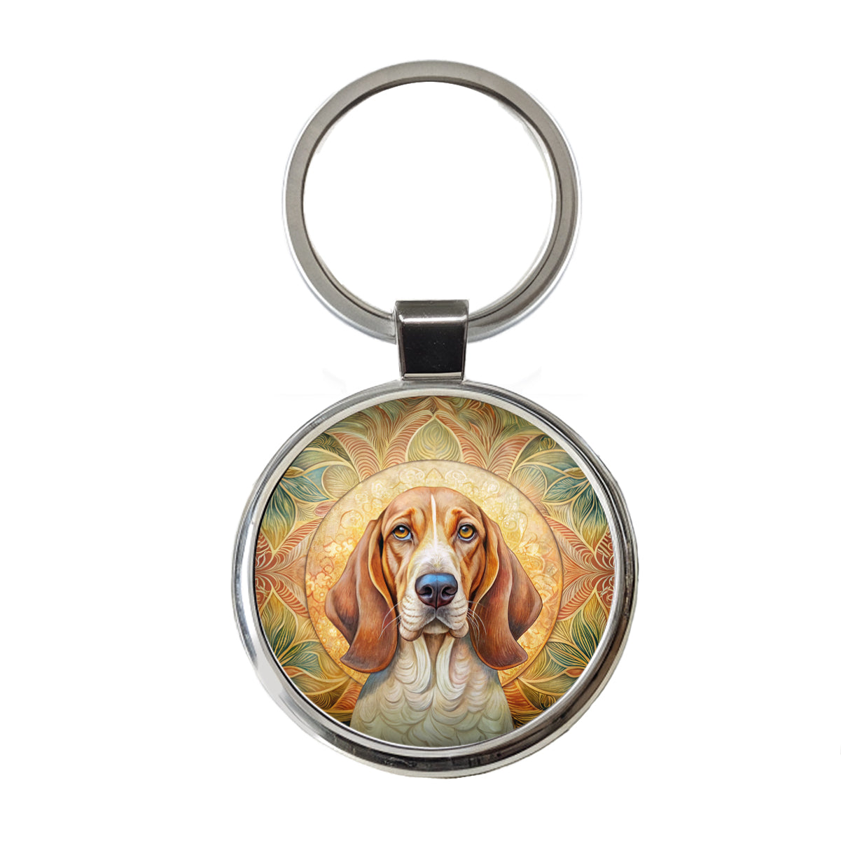 Bracco Italiano Dog Art Nouveau Round Metal Keychain