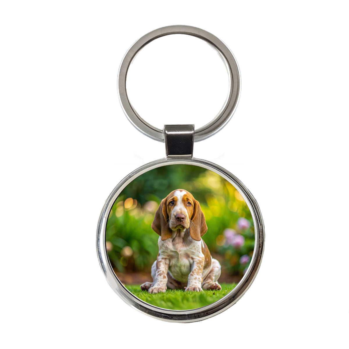 Bracco Italiano Dog Puppy Photo Round Metal Keychain