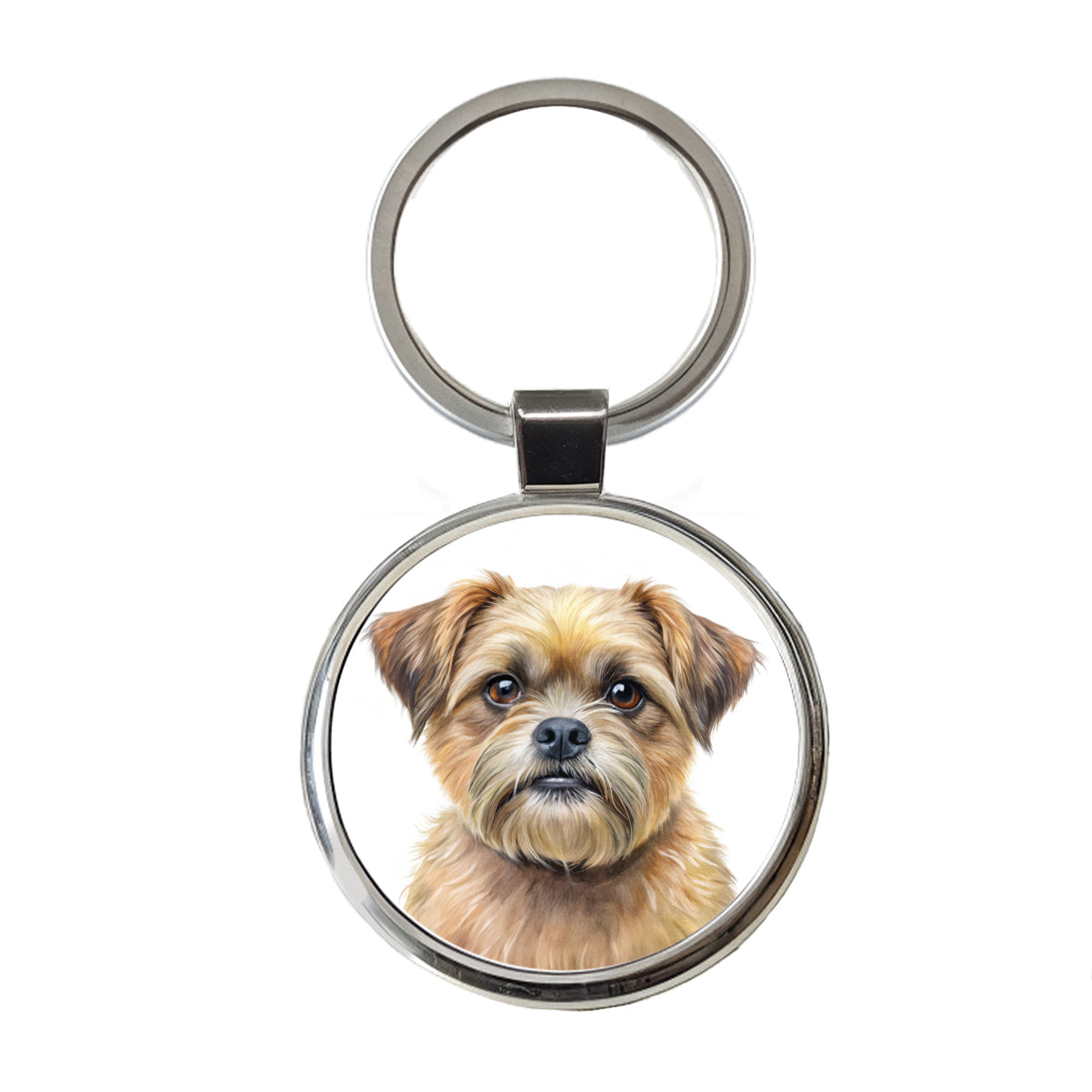 Brussels Griffon Dog Illustration Round Metal Keychain